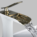 A0031-F2WG Bathroom Waterfall brass white gold hot and cold wash single hole basin faucet